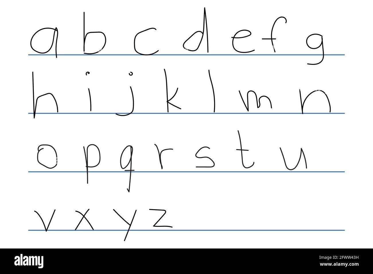 Handwritten English Alphabet On Lined Paper Stock Vector Image 