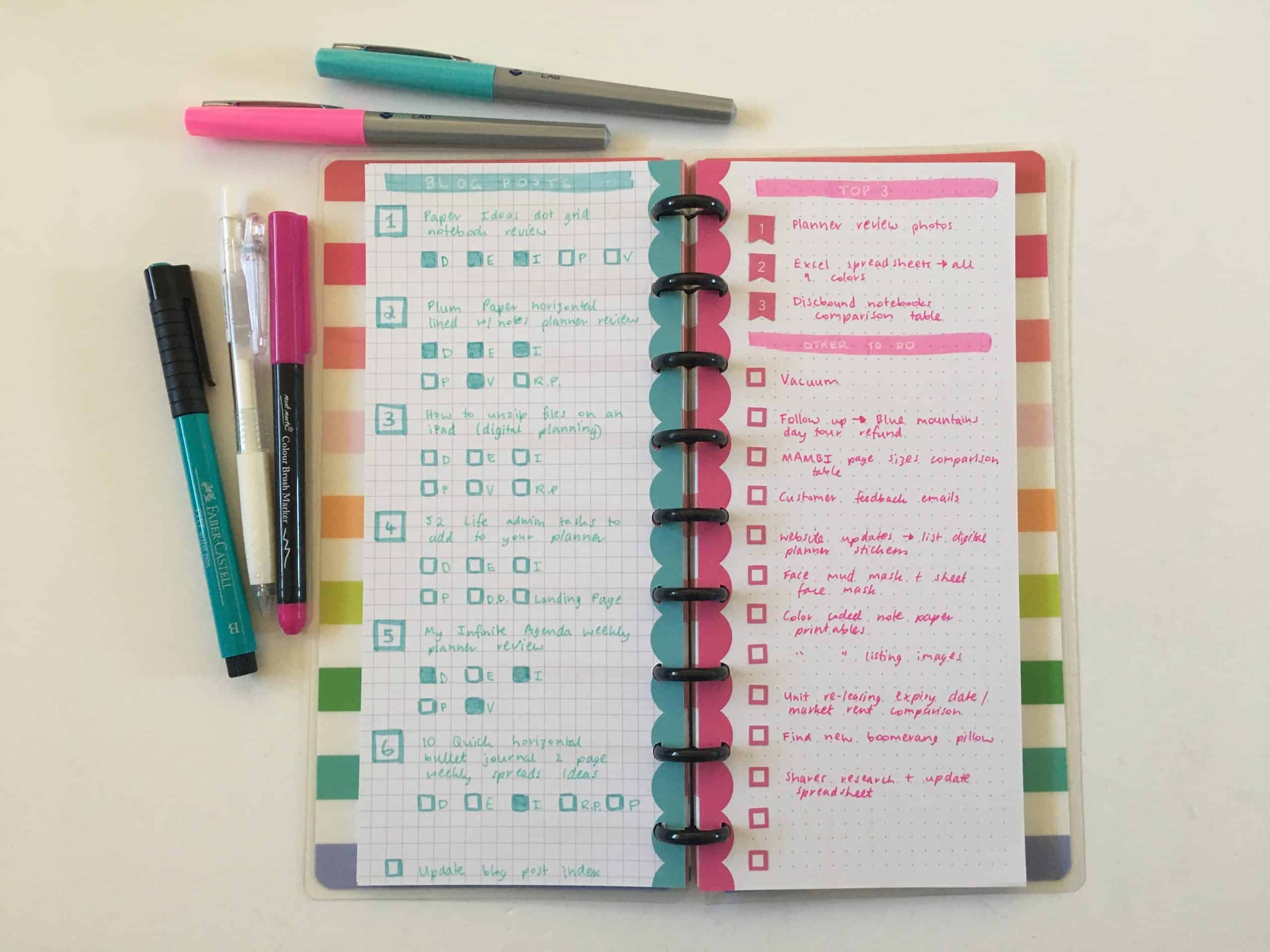 Happy Planner Classic Skinny Weekly Spread Graph Versus Dot Grid 