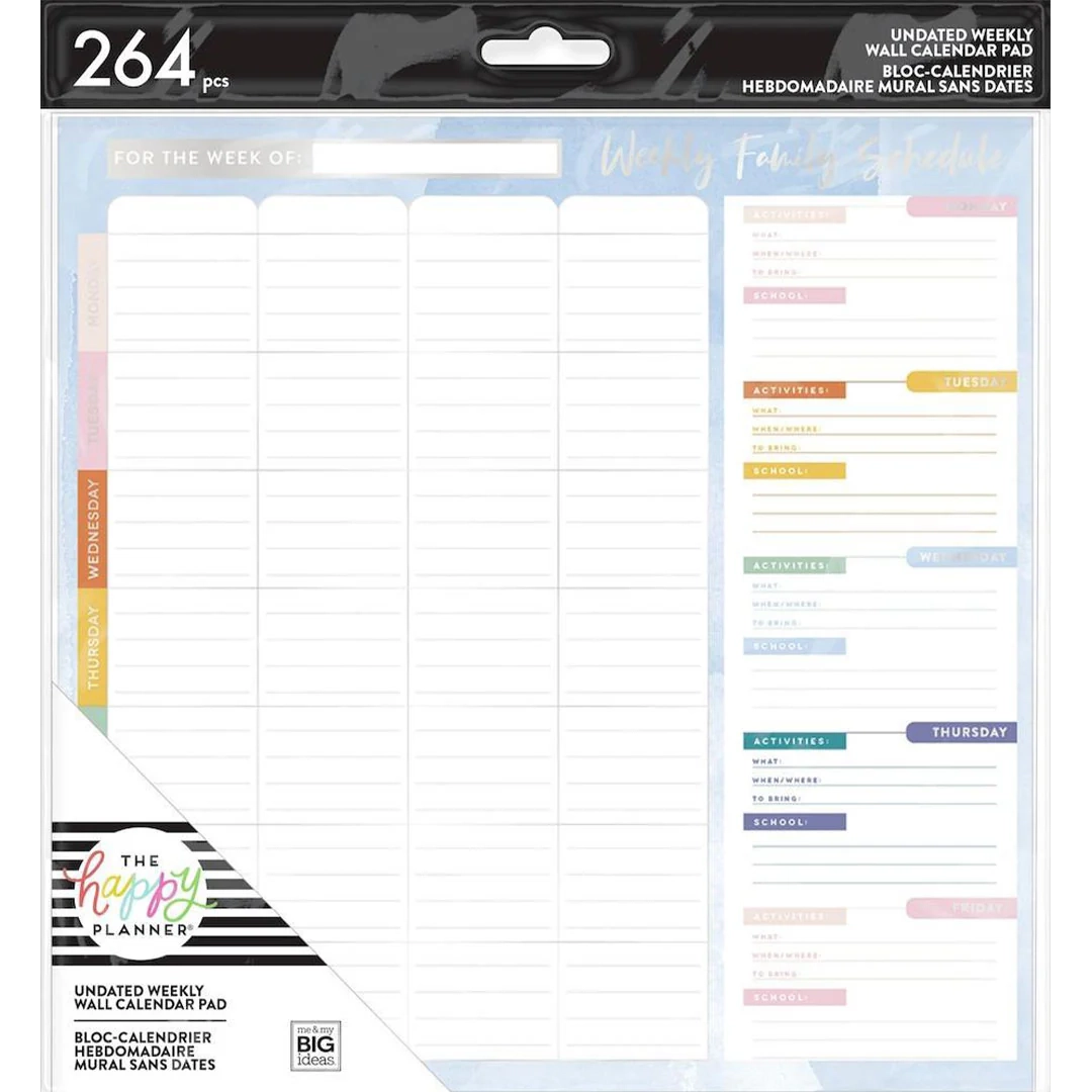 Happy Planner Family Schedule Weekly Wall Calendar Pad