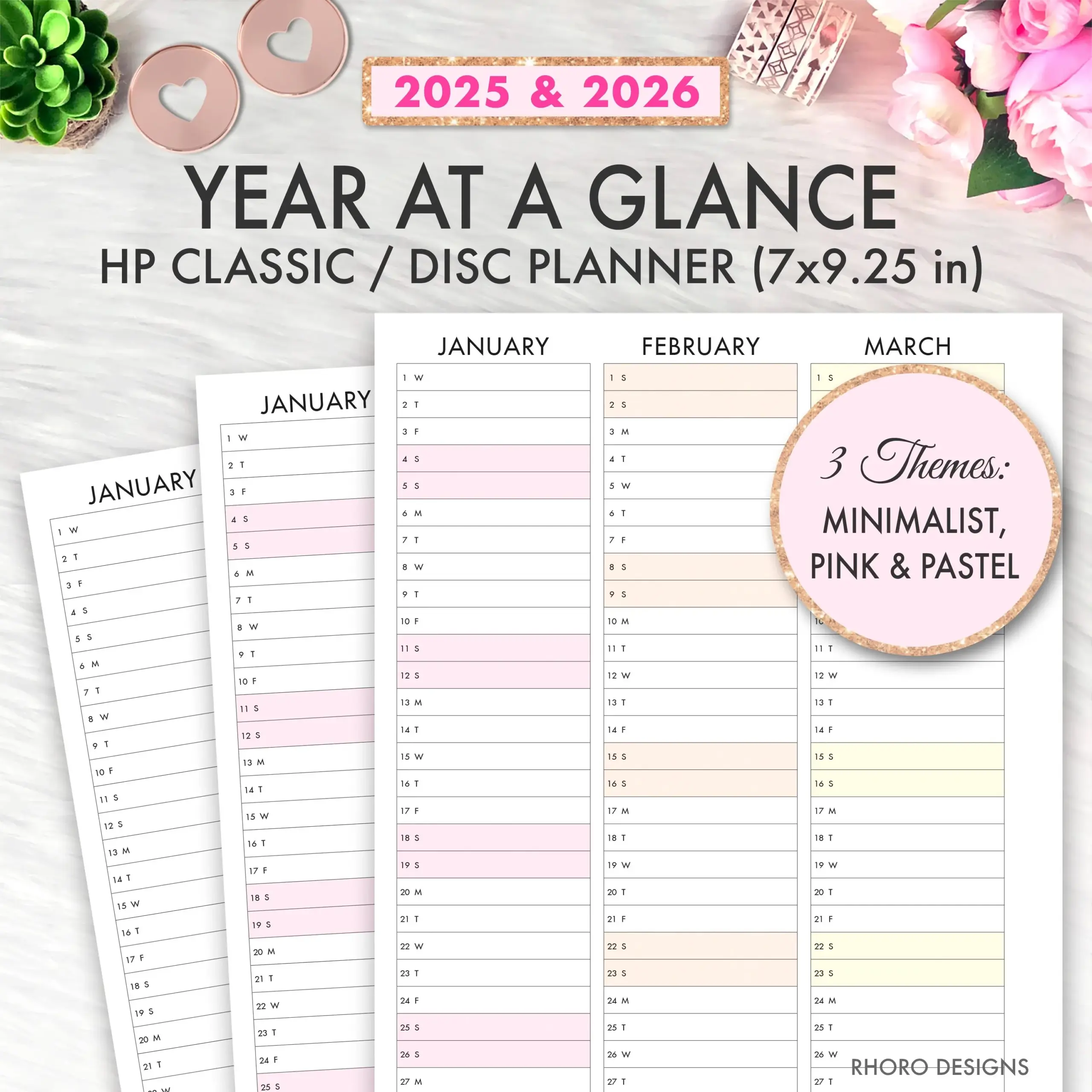 Happy Planner Printable 2025 2026 Jahr Auf Einen Blick 