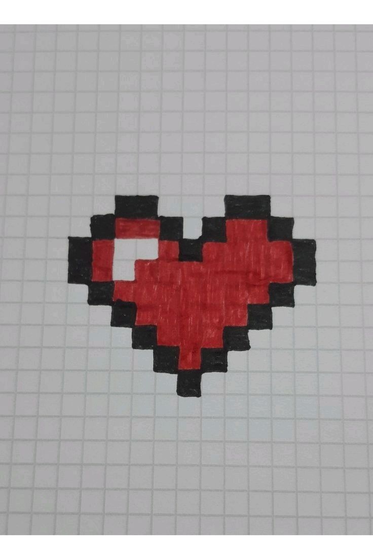 Heart Paper Art On Graph Paper