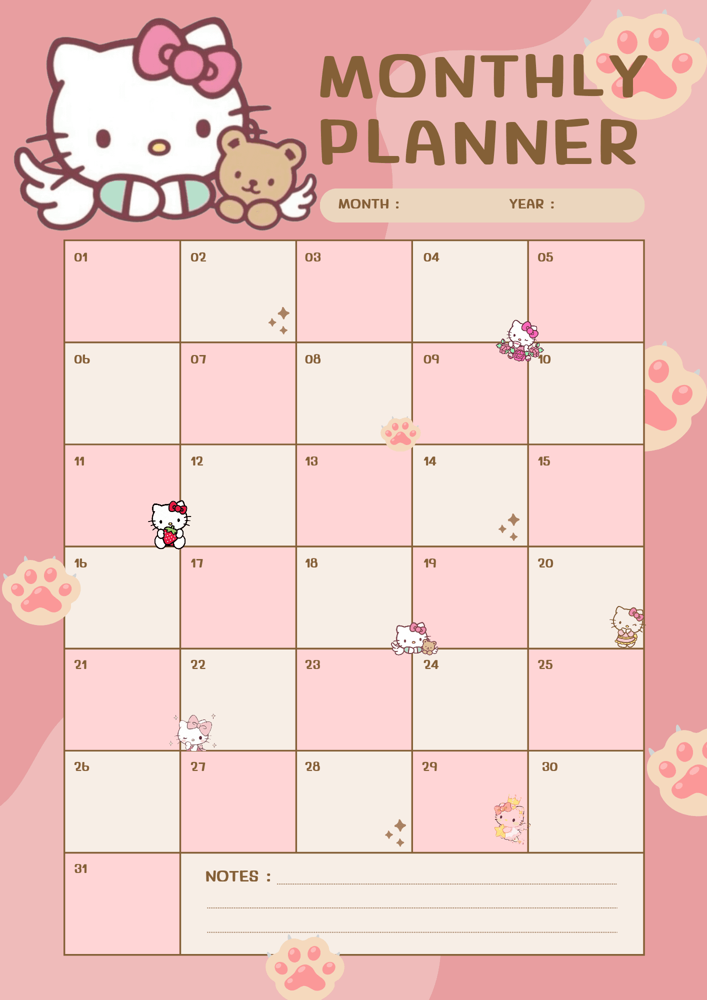 Hello Kitty Monthly Planner By Daclanangel76 Raket PH