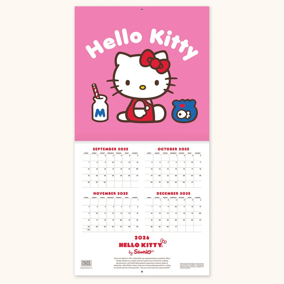 Hello Kitty X Studio Oh 2026 Playful Pink Wall Calendar