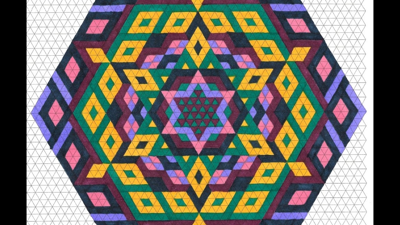 Hexagon Mandala Triangle Graph Paper Drawing Tiffany Lovering