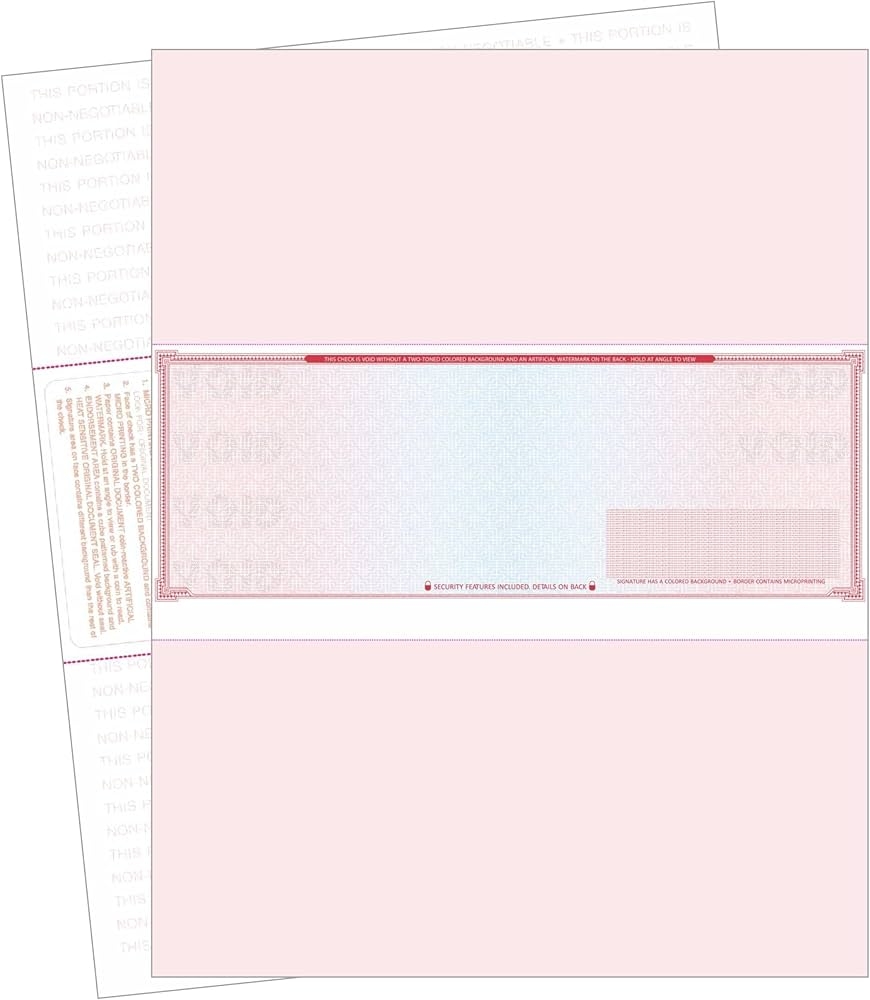 High Security Check Paper 50 Count Blank Business Checks On Middle With Artificial Watermarks Anti Fraud Compatible With QuickBooks Check Stock 