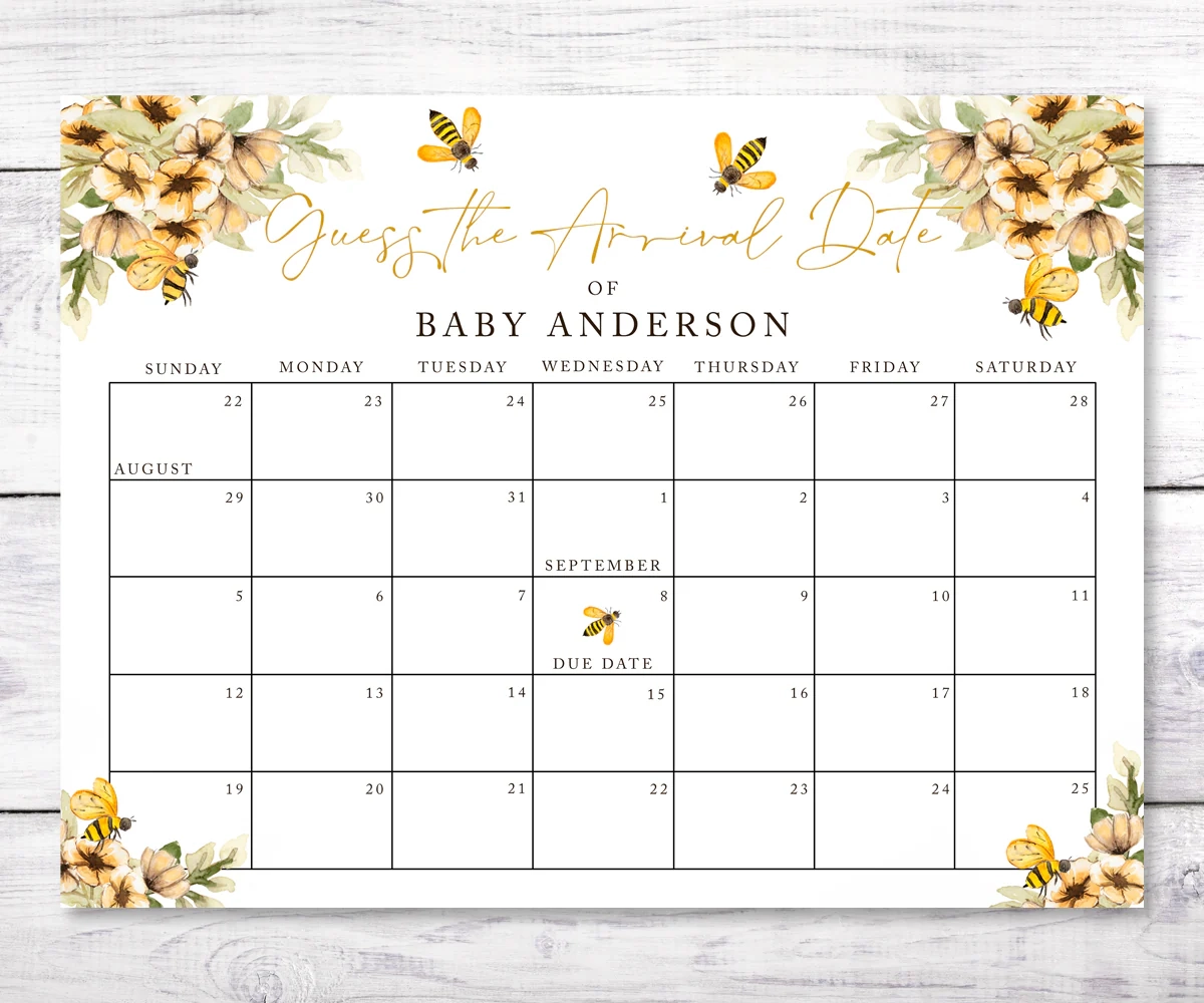 Honey Bee Baby Due Date Calendar Guess Baby Arrival Date Baby 