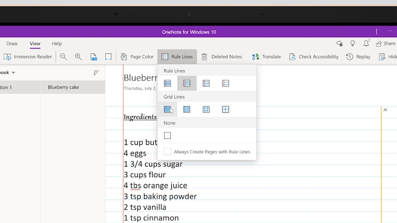 How To Add Rule Lines In OneNote For Windows 10