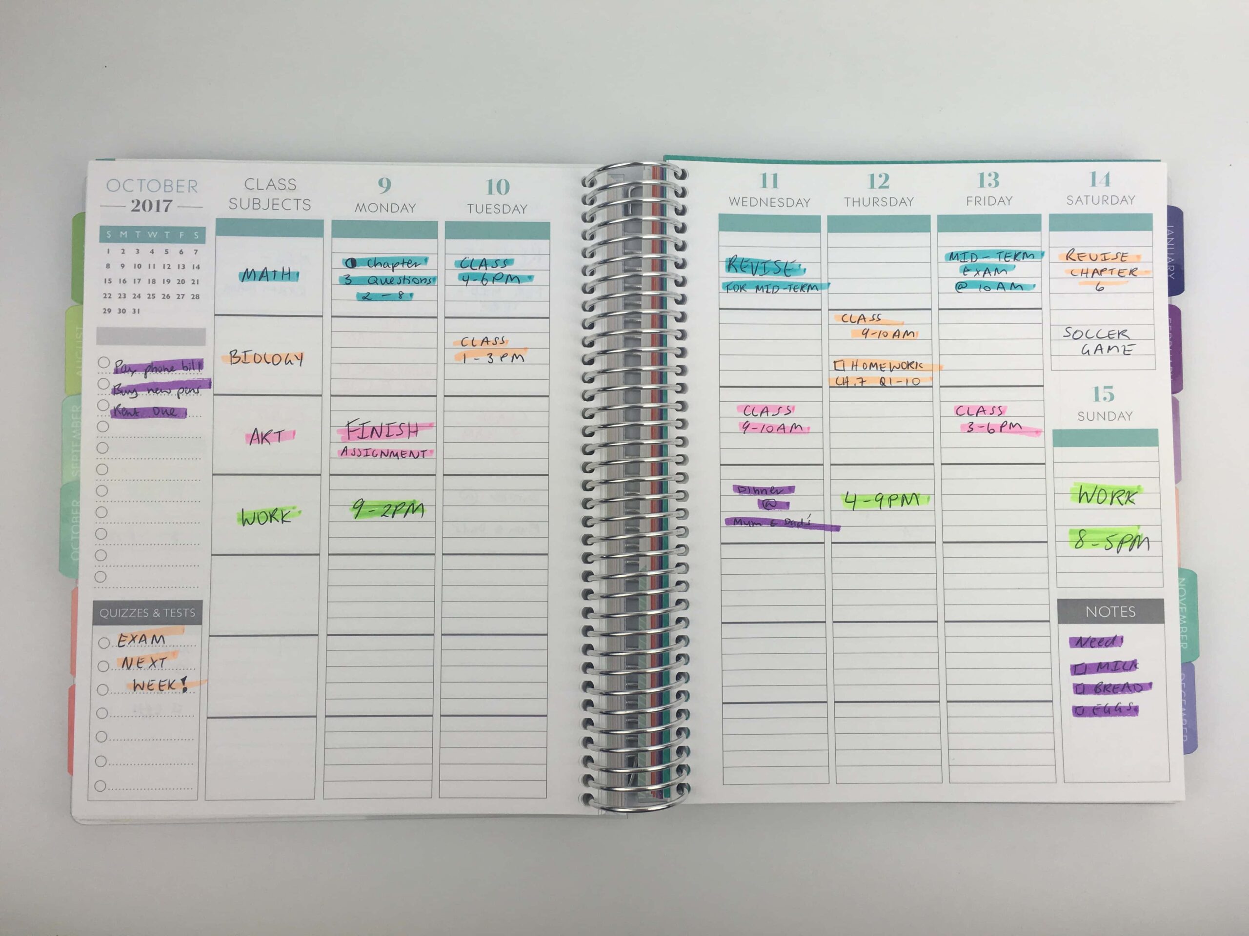 Planner Calendar Color Coding