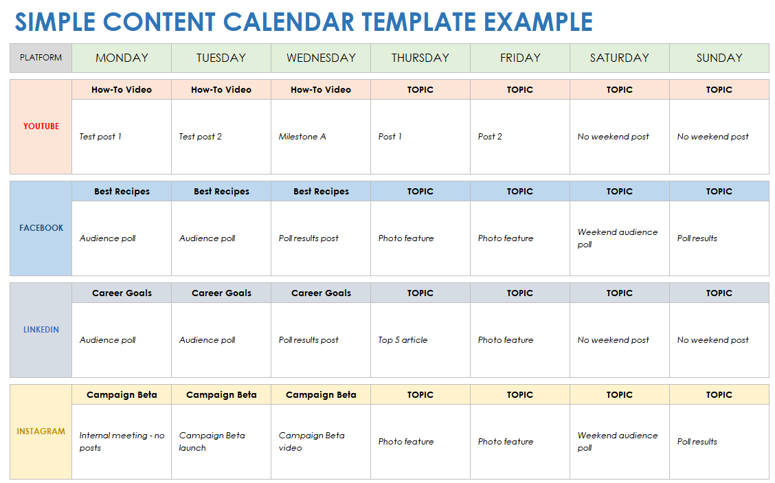 Content Calendar Planner Template