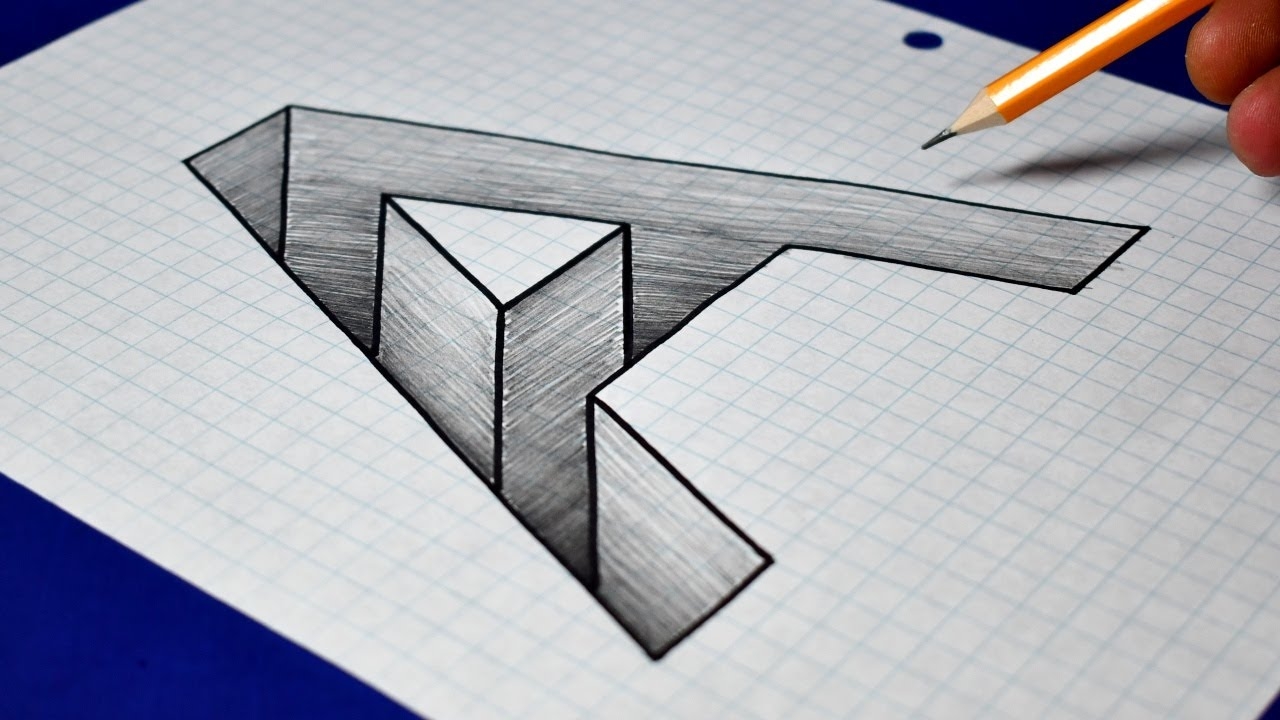 How To Draw 3D A Hole On Graph Paper Easy Trick Art