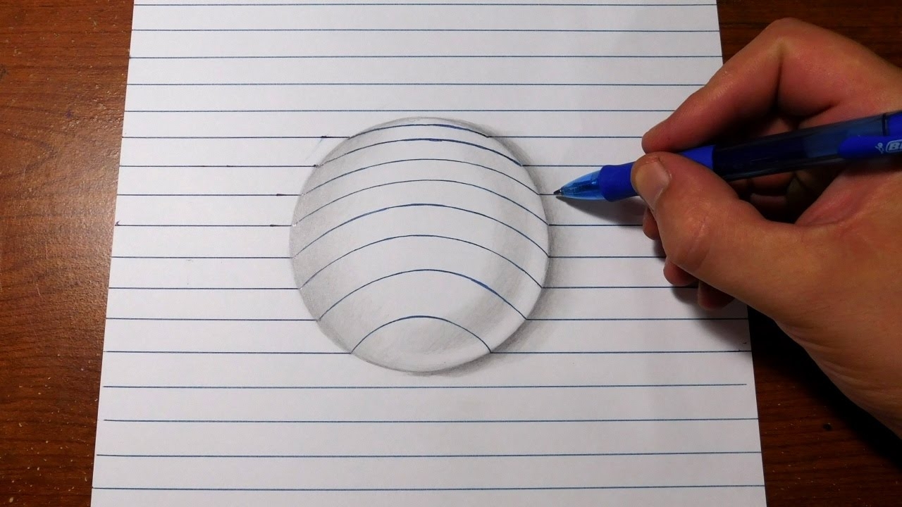 How To Draw 3D Art Easy Line Paper Trick