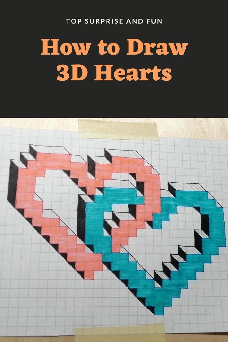 How To Draw 3D Hearts Easy Graph Paper Art