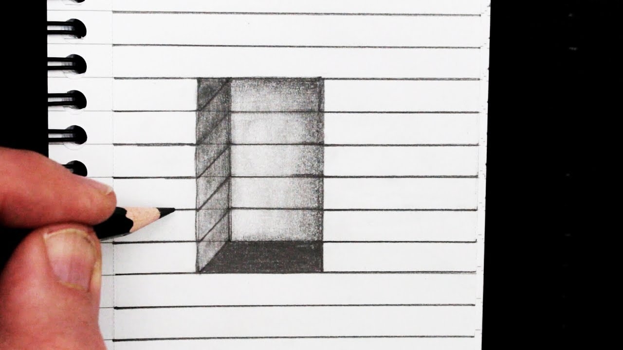 How To Draw A 3D Hole On Line Paper Easy Trick Art