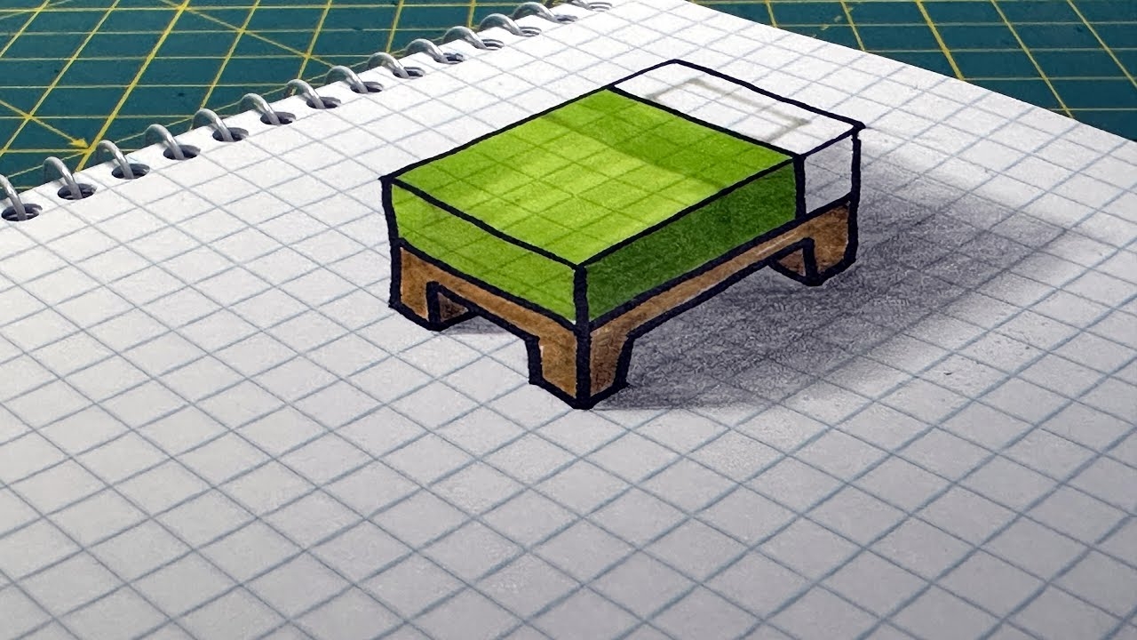 How To Draw A 3d Minecraft Bed A Trick Art On Graph Paper Simple And Easy