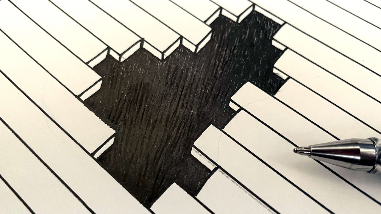 How To Draw A Hole In Lined Paper Trick Art