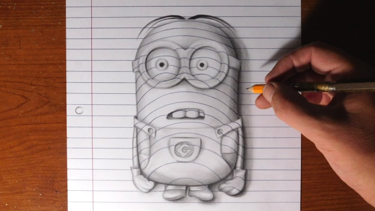 Trick Art On Lined Paper