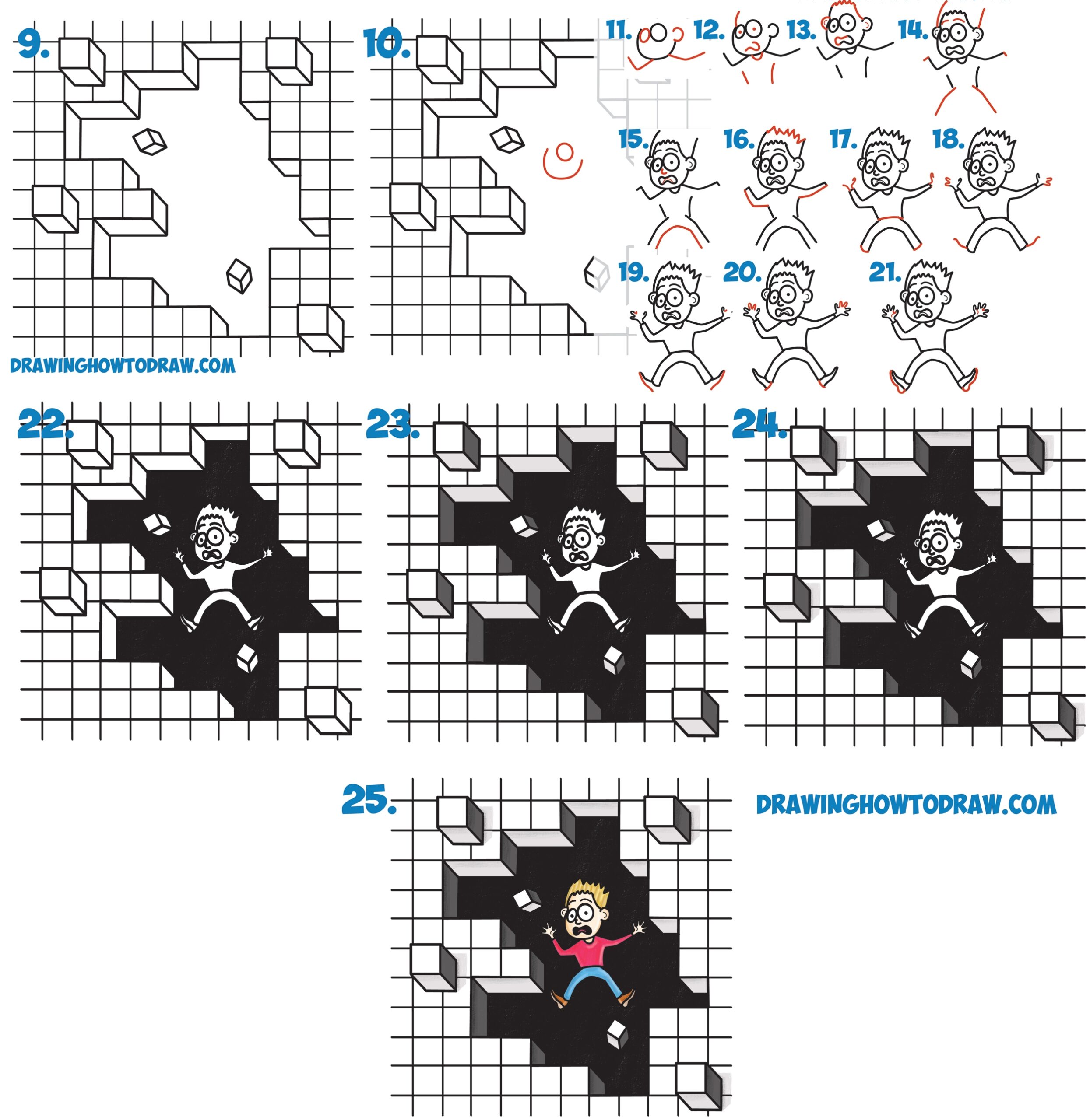 How To Draw Cool Stuff Draw A Hole In Grid Paper With Cubes 
