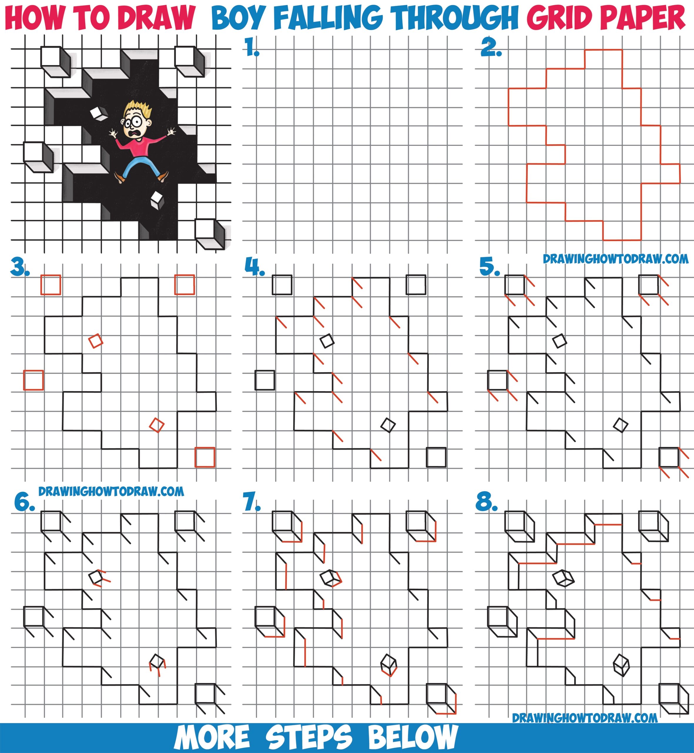 How To Draw Cool Stuff Draw A Hole In Grid Paper With Cubes 