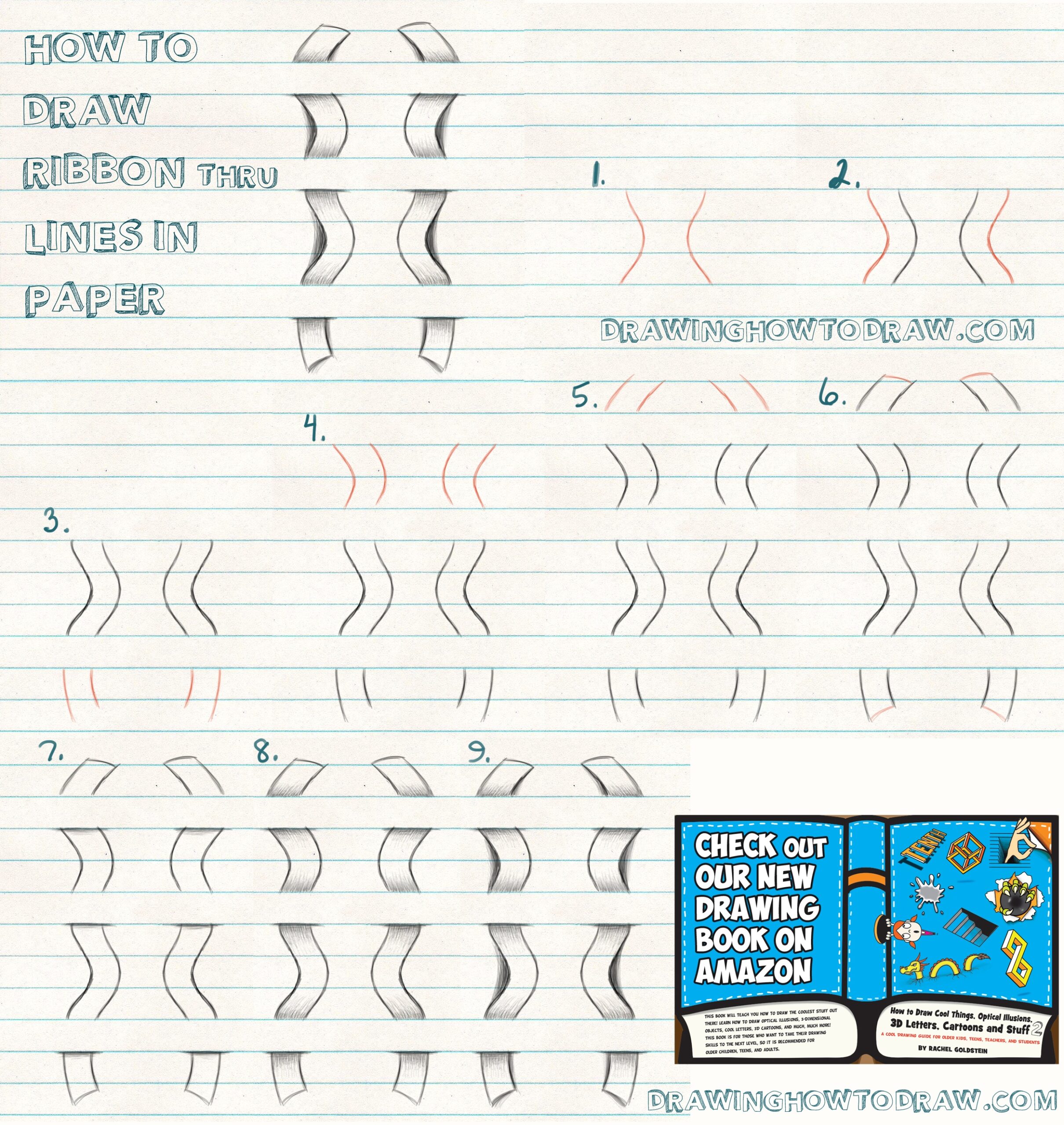 How To Draw Optical Illusion For Kids Draw A Ribbon Woven 