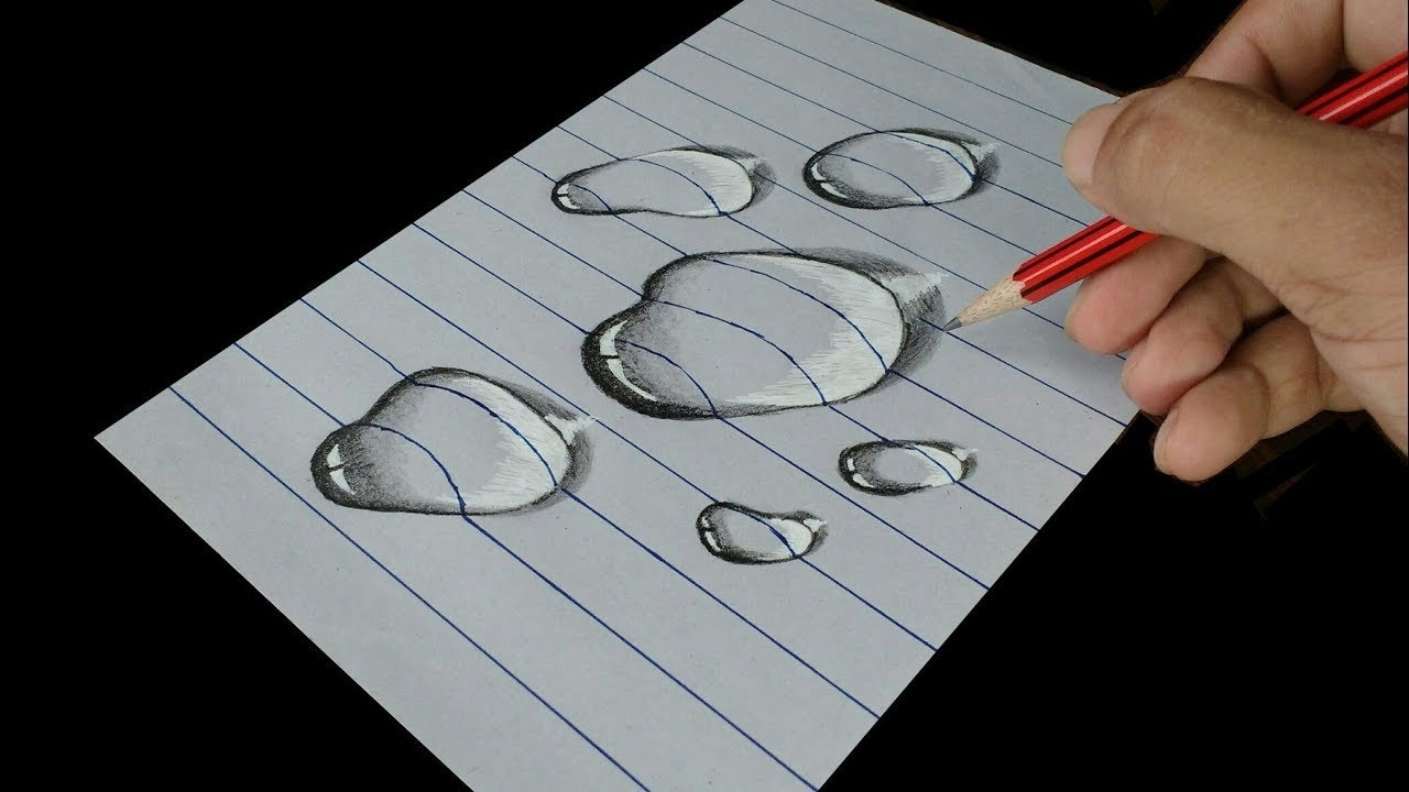 How To Draw Water Drop Trick Art On Line Paper Line Paper Art Pencil Drawing Drawing Ideas