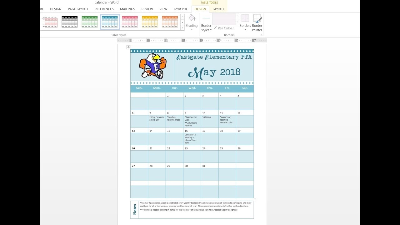 Make A Printable Calendar In Word
