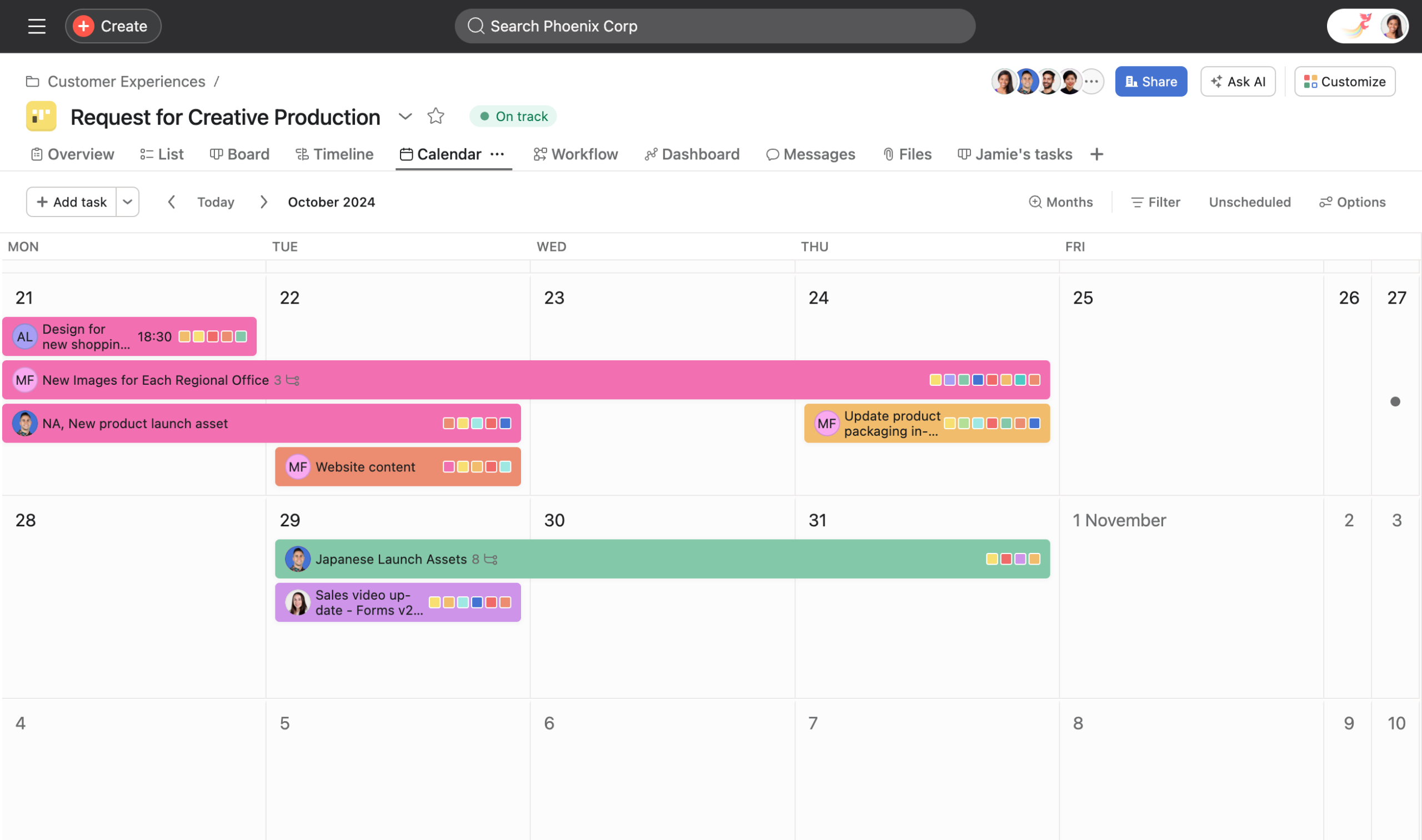 How To Plan With Calendar View Asana Help Center