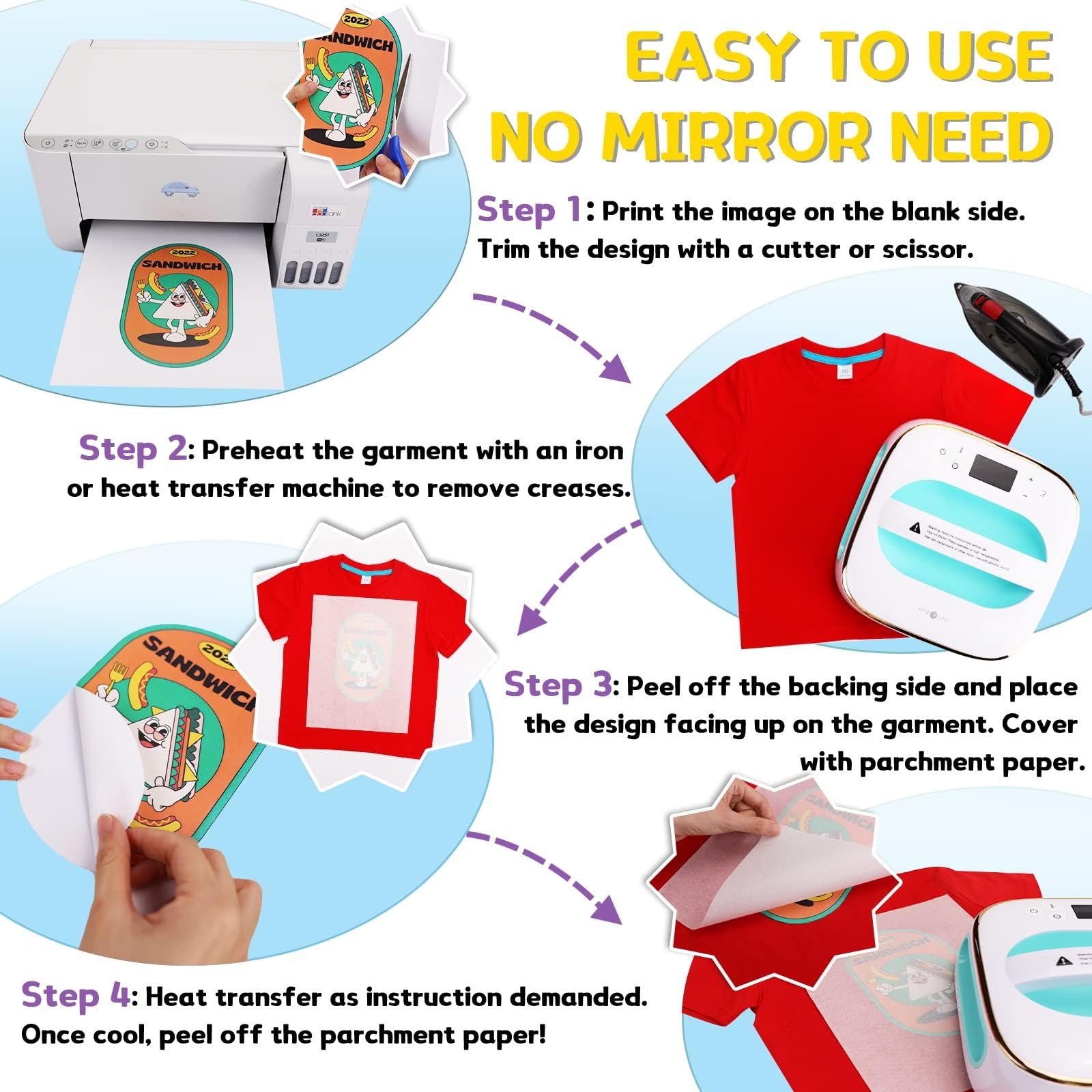 HTVRONT Heat Transfer Paper For T Shirts 20 Sheets 8 5 X 11 Inch 
