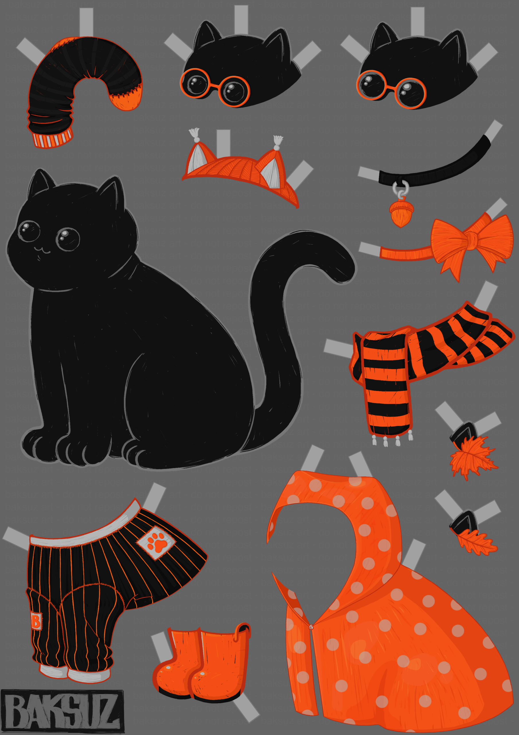 I Made This Little Autumn Themed Set For My Paper Doll Kitty 