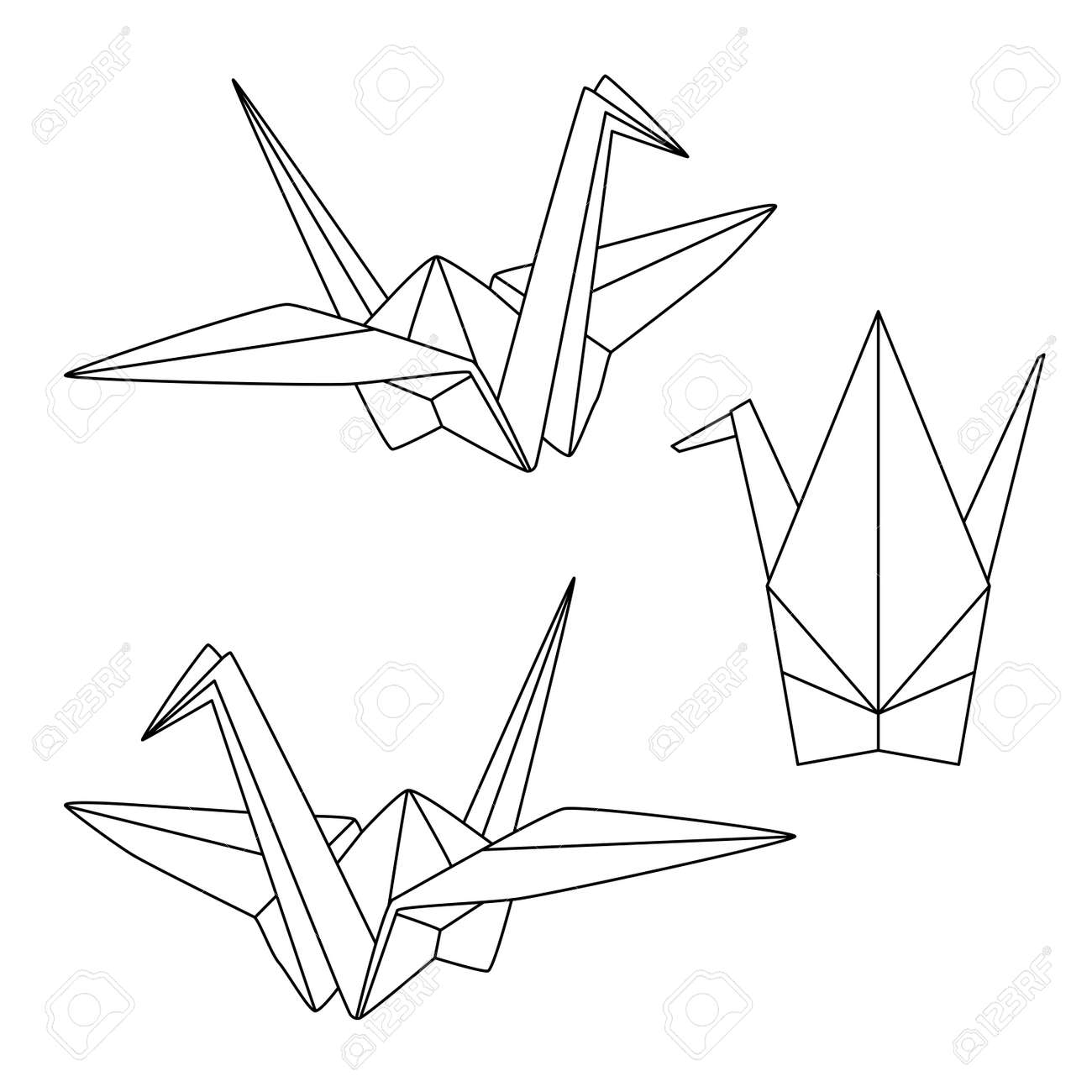 Illustration Of Origami Crane line Drawing Royalty Free SVG 