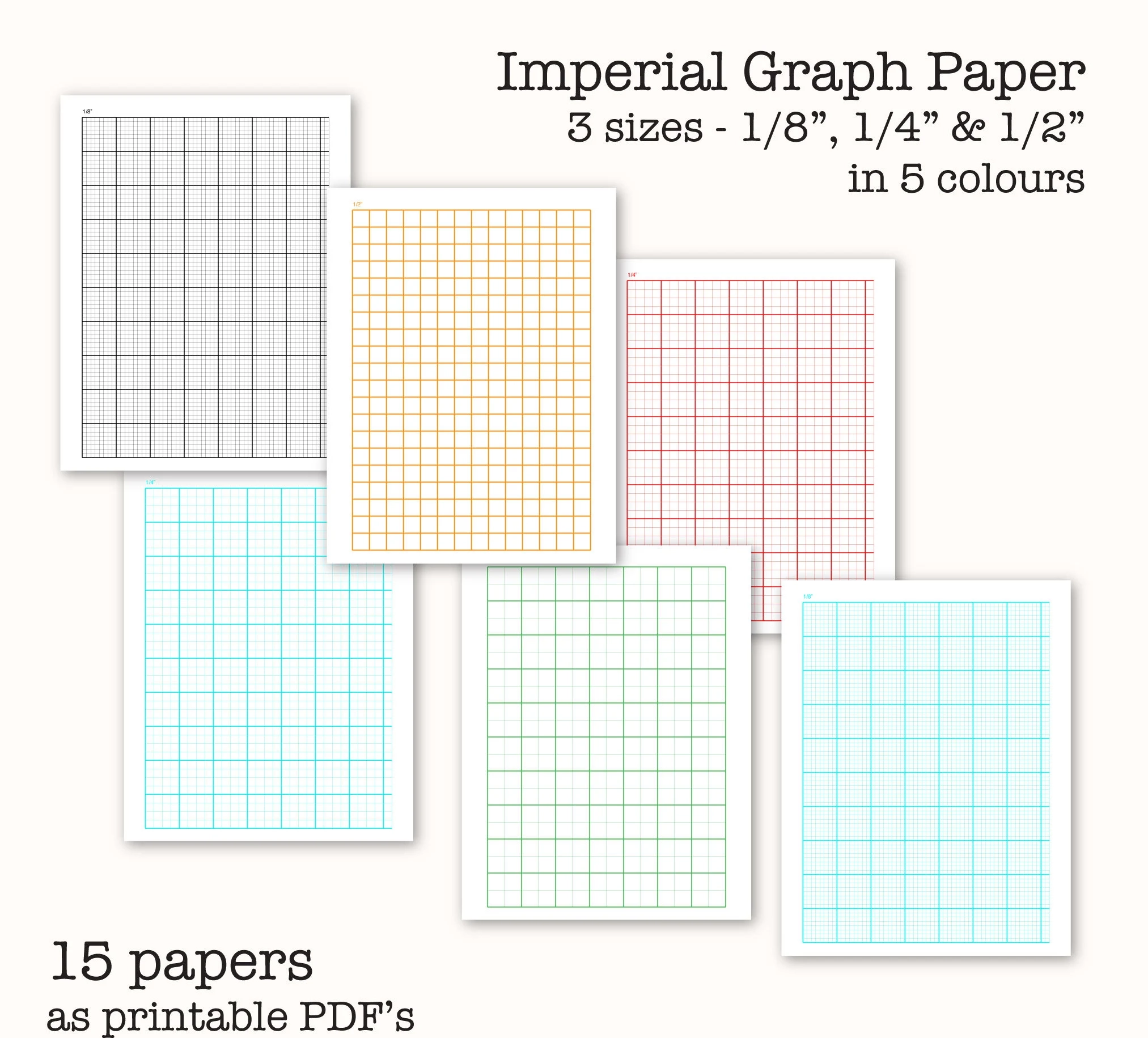Imperial Graph Paper 1 8 1 4 1 2 Inch Grids PDF Printable Etsy