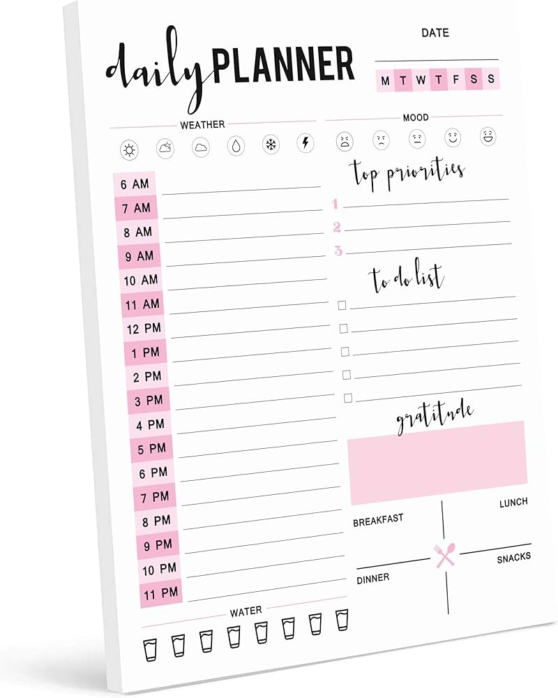 Inkdotpot Daily Planner With Timetable W 50 Sheets Productivity Tracker Tear Off Pad Priority Tasks Daily Goal To Do List Vibrating Calendar 
