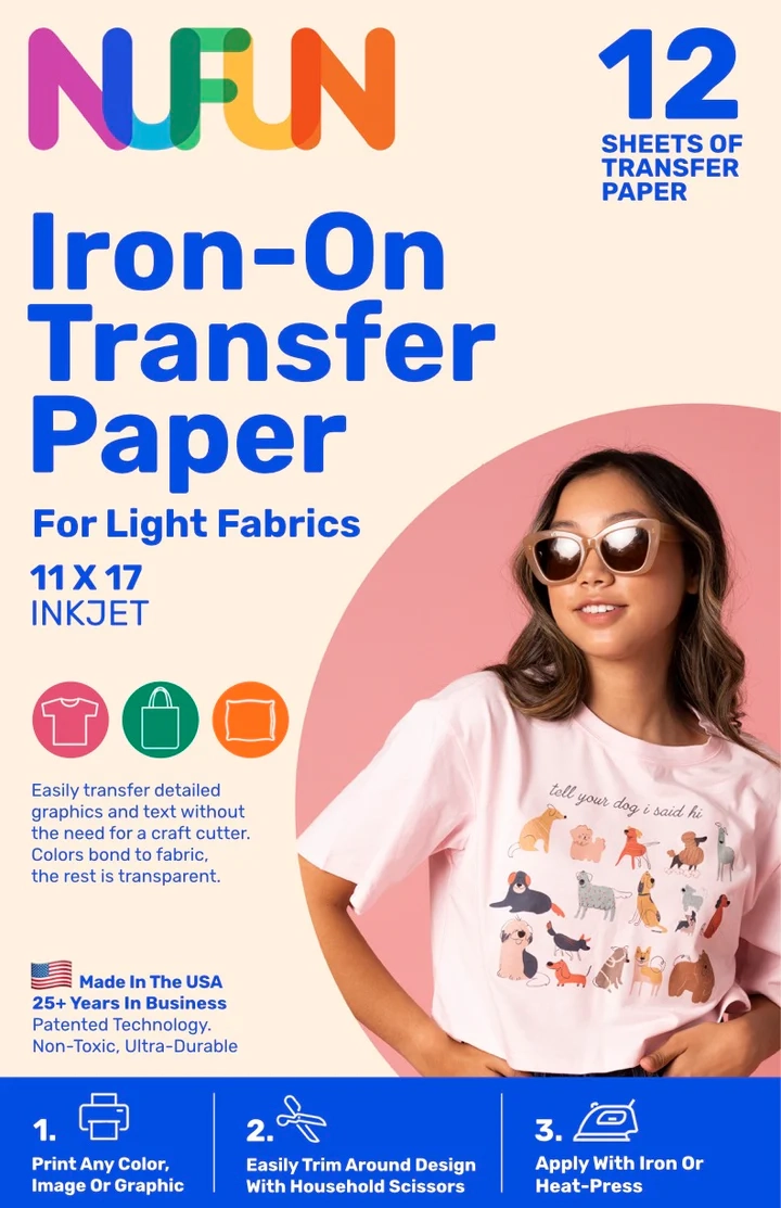InkJet Printable Transfer Paper For Light Fabrics 11 X 17 S421 