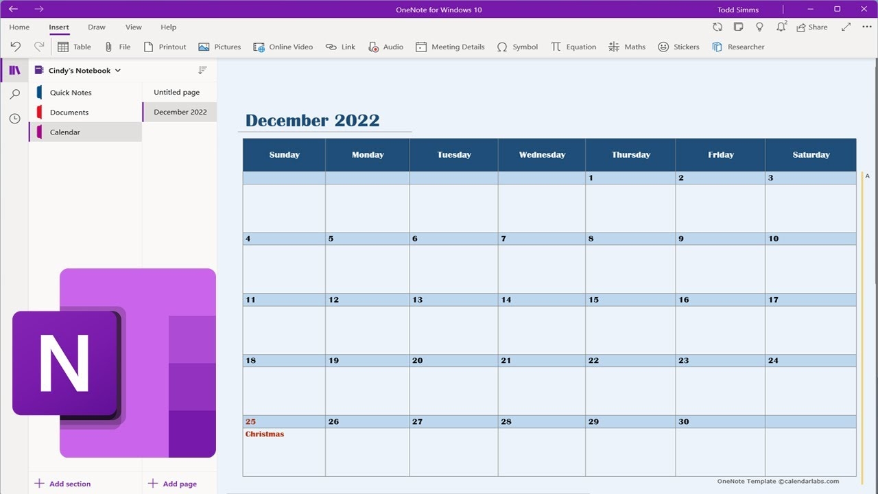 Insert An Editable Calendar Into A OneNote Notebook Page Section