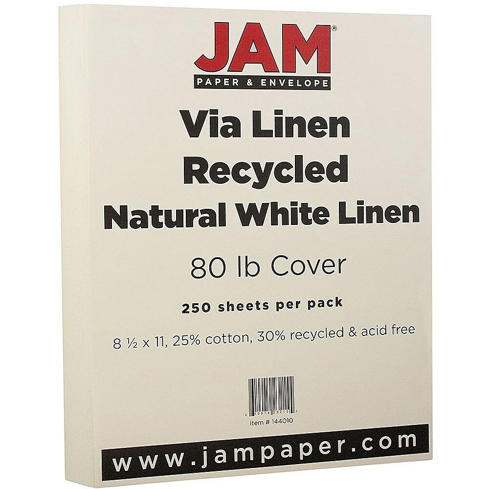 JAM Paper Strathmore Cardstock 8 5 X 11 80lb Natural White Linen 