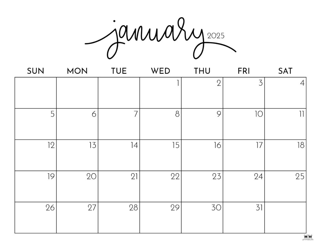 Printable Kids January Calendar Blank