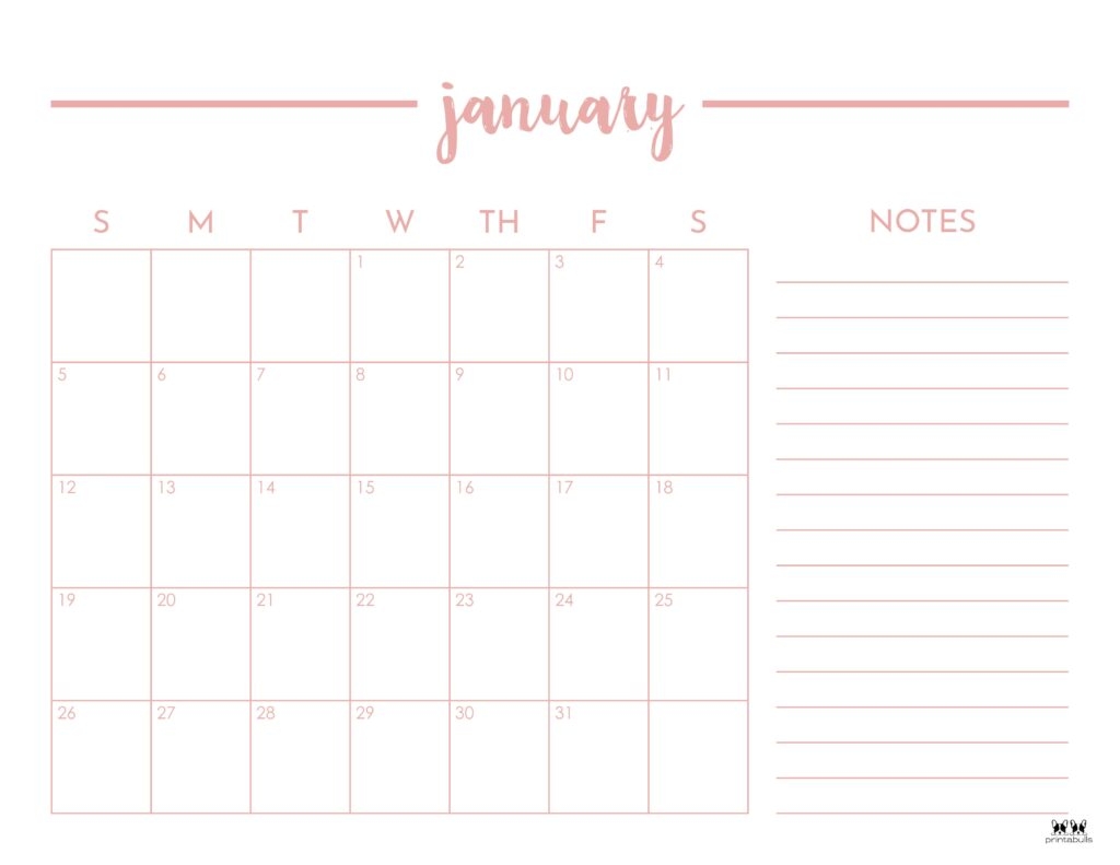 Blank January Calendar Printable