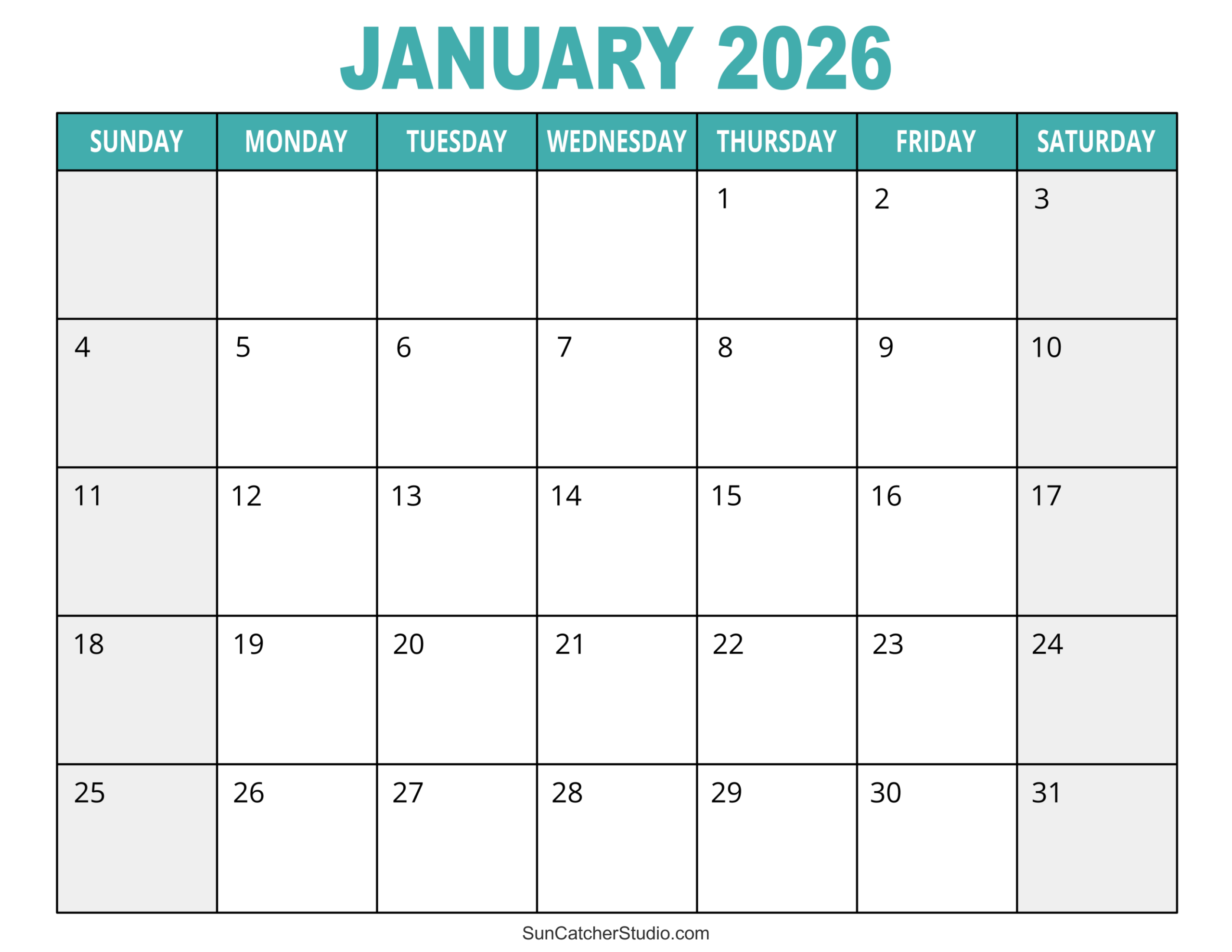 January 2026 Calendar Free Printable Free Printables 