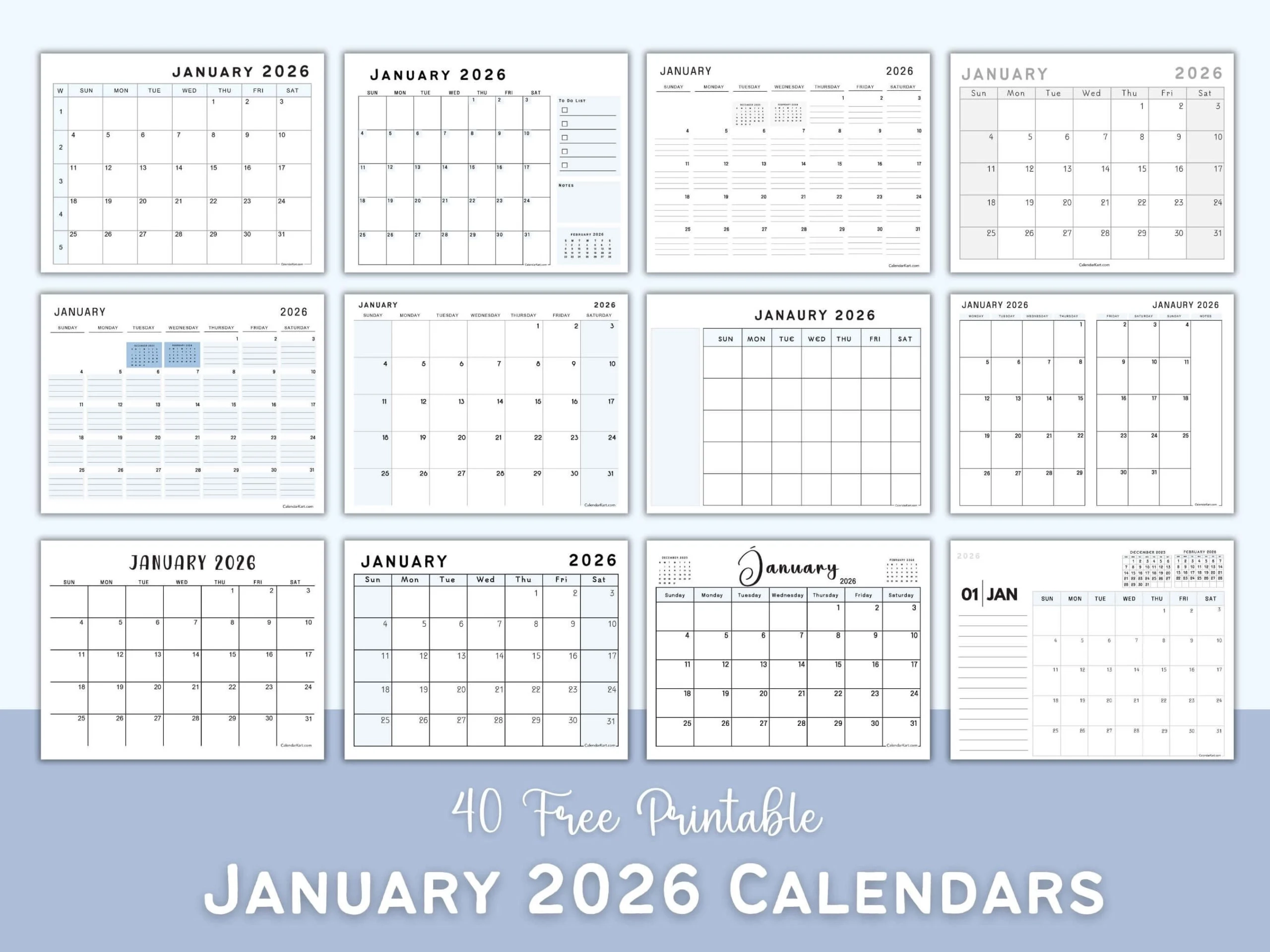 January 2026 Calendar Printable Free Pdf