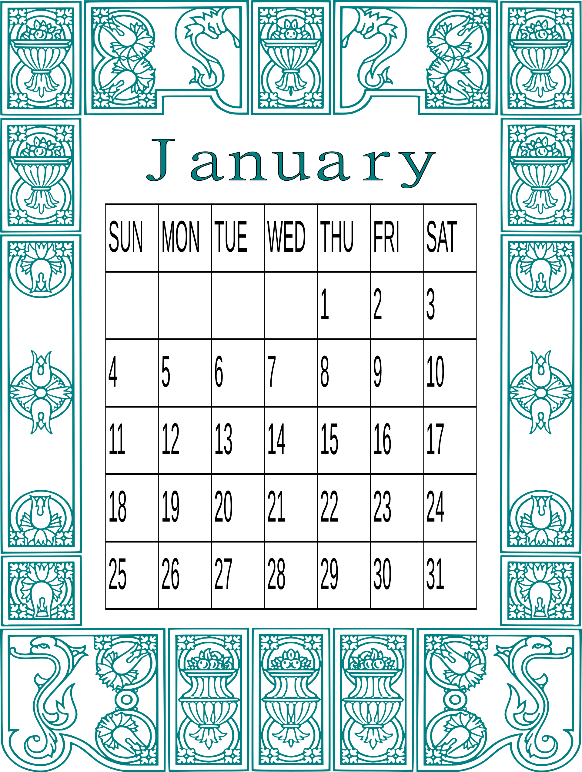 January 2026 Calendar My Calendar Land