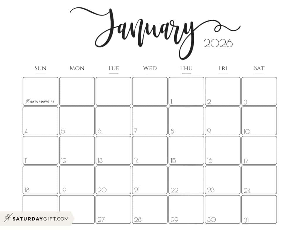 Blank January2026 Calendar Printable