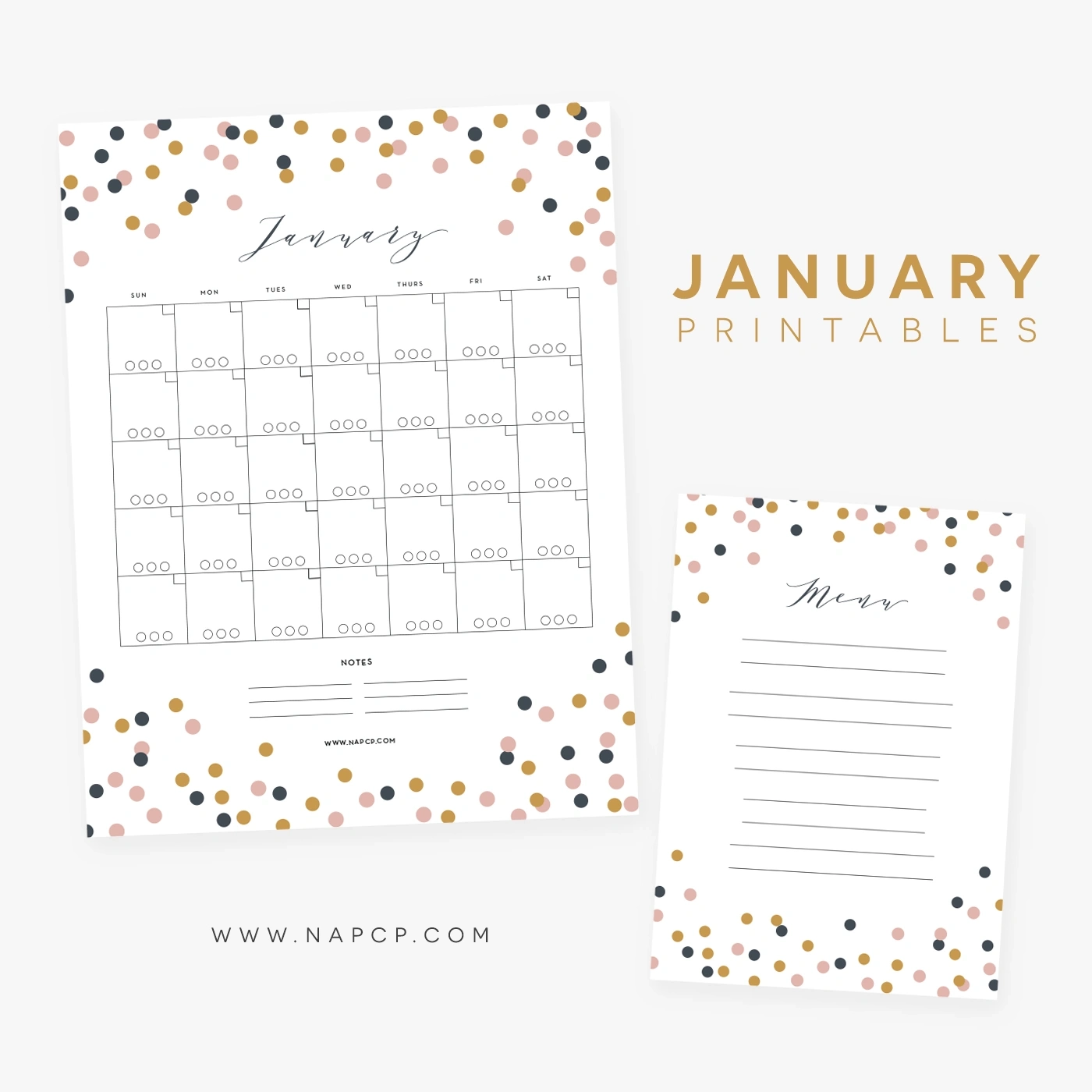 January Printable Menu And Calendar National Association Of 