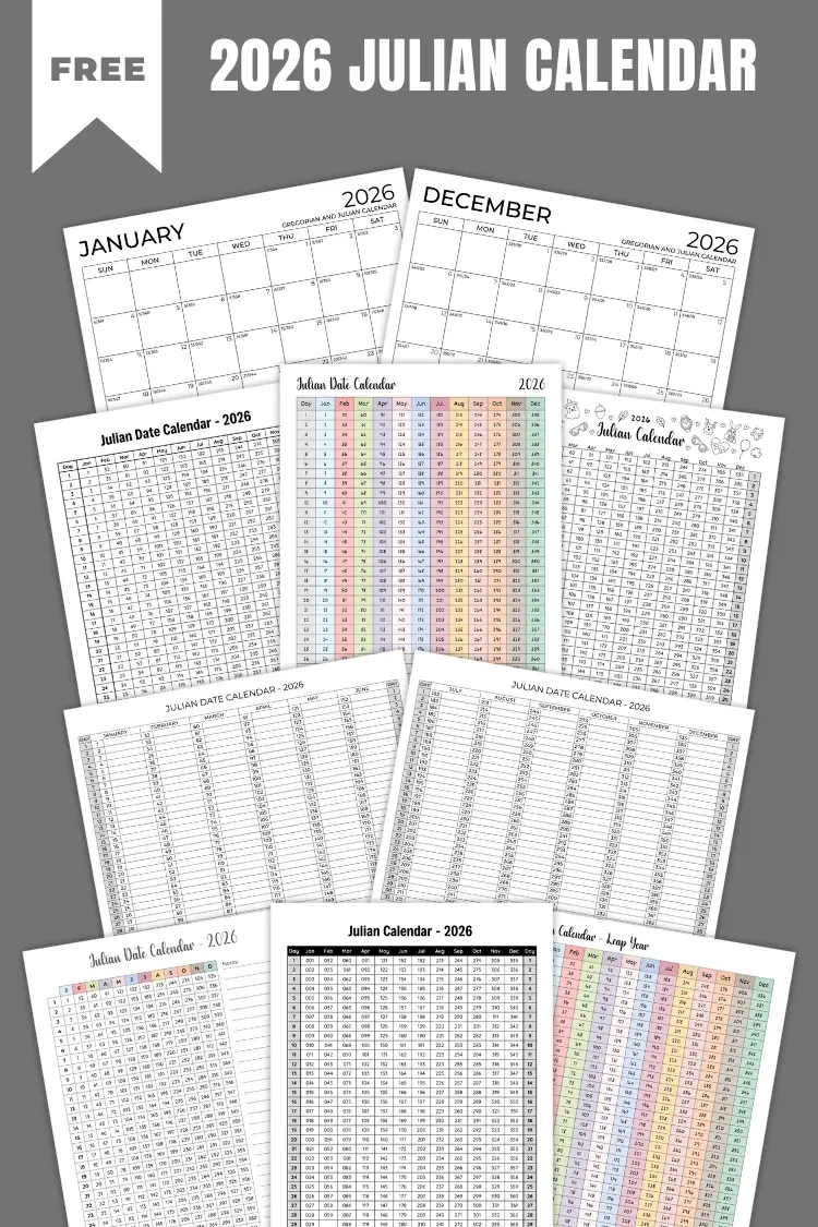 Julian Calendar 2026 Printable