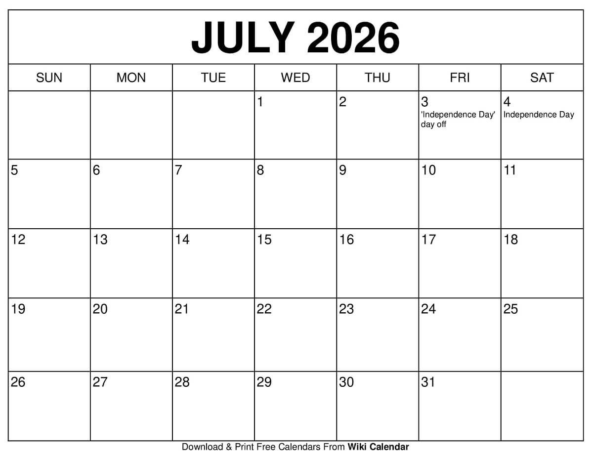 July 2026 Calendar Printable Templates amp More