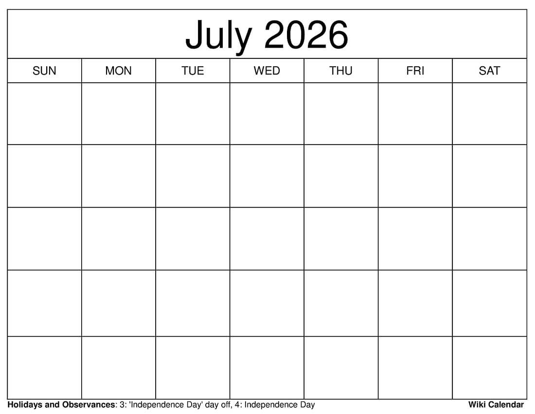 July 2026 Calendar Printable Templates amp More