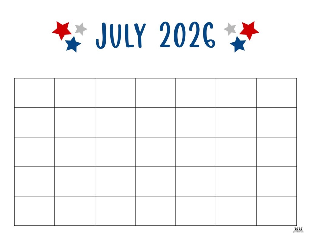 July 2026 Calendars 150 FREE Printables Printabulls