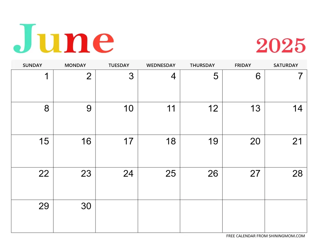 June 2025 Calendar 60 Best Free Printable Templates