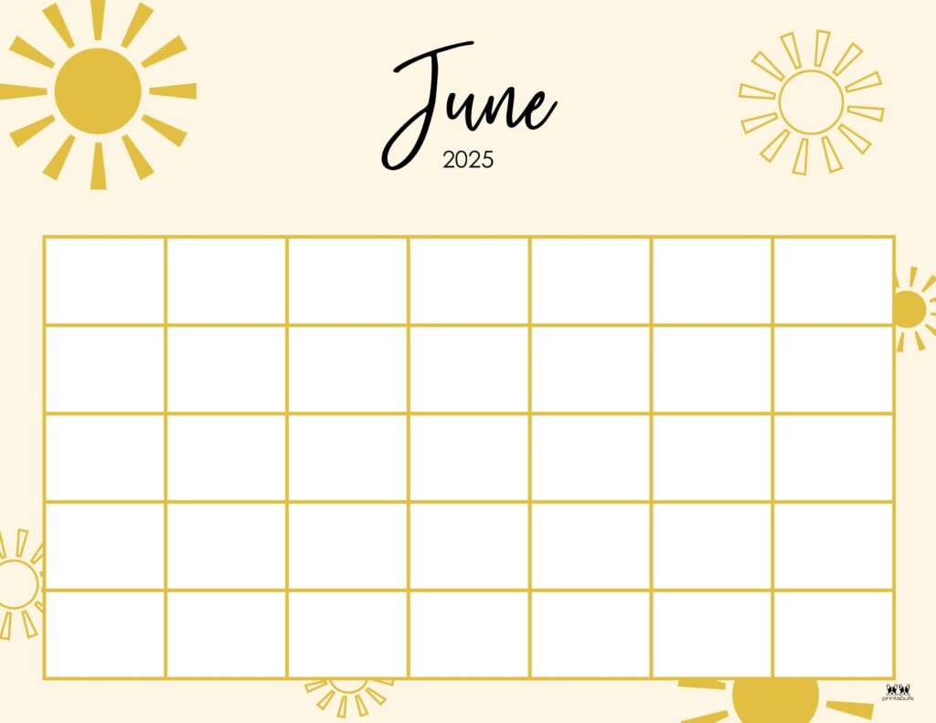 June 2025 Calendars 107 FREE Printables Printabulls