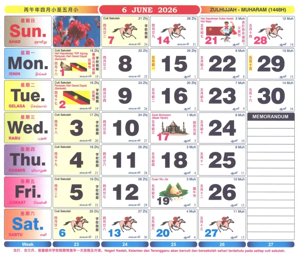June 2026 Calendar Calendar malaysia