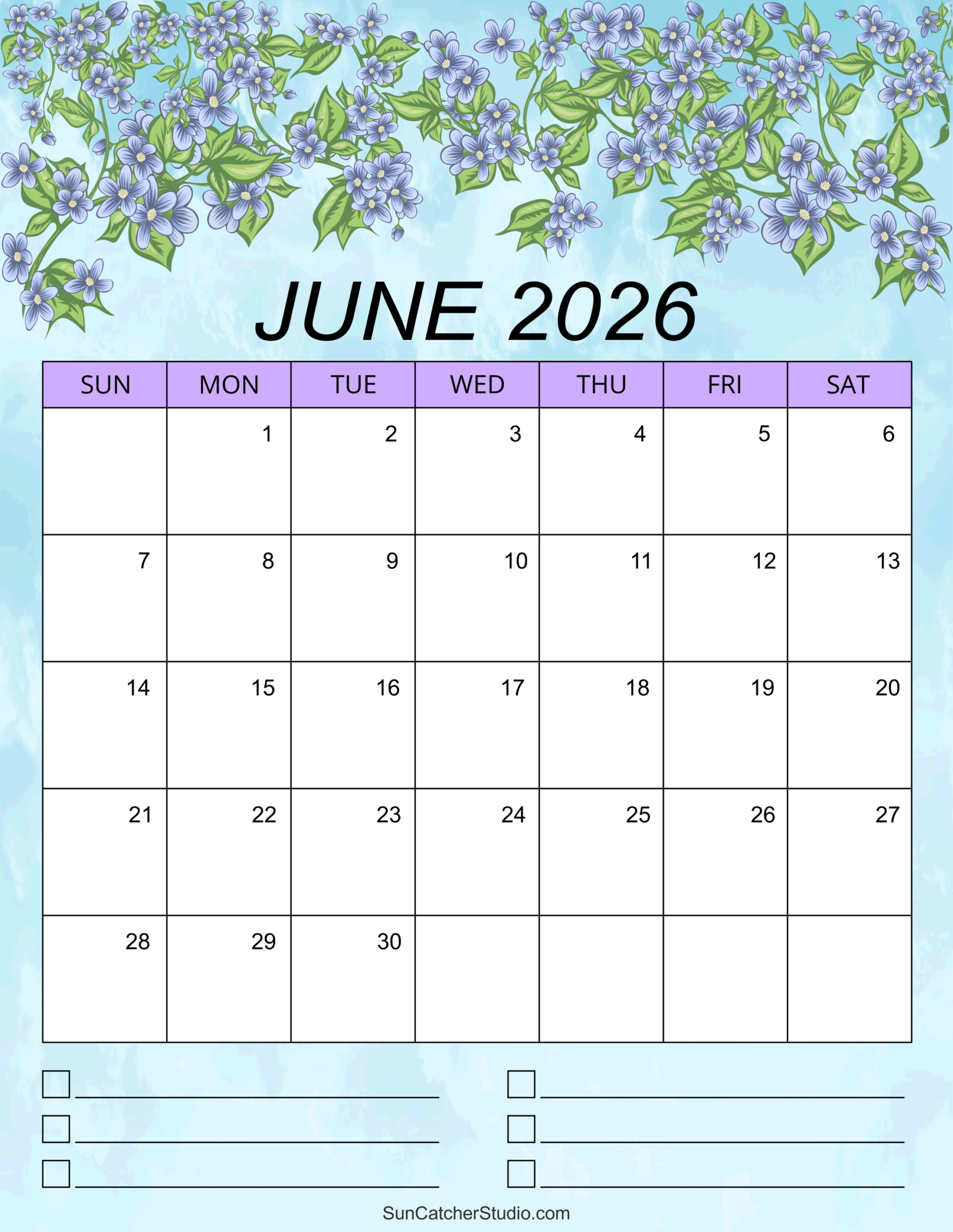 June And July 2026 Calendar Printable