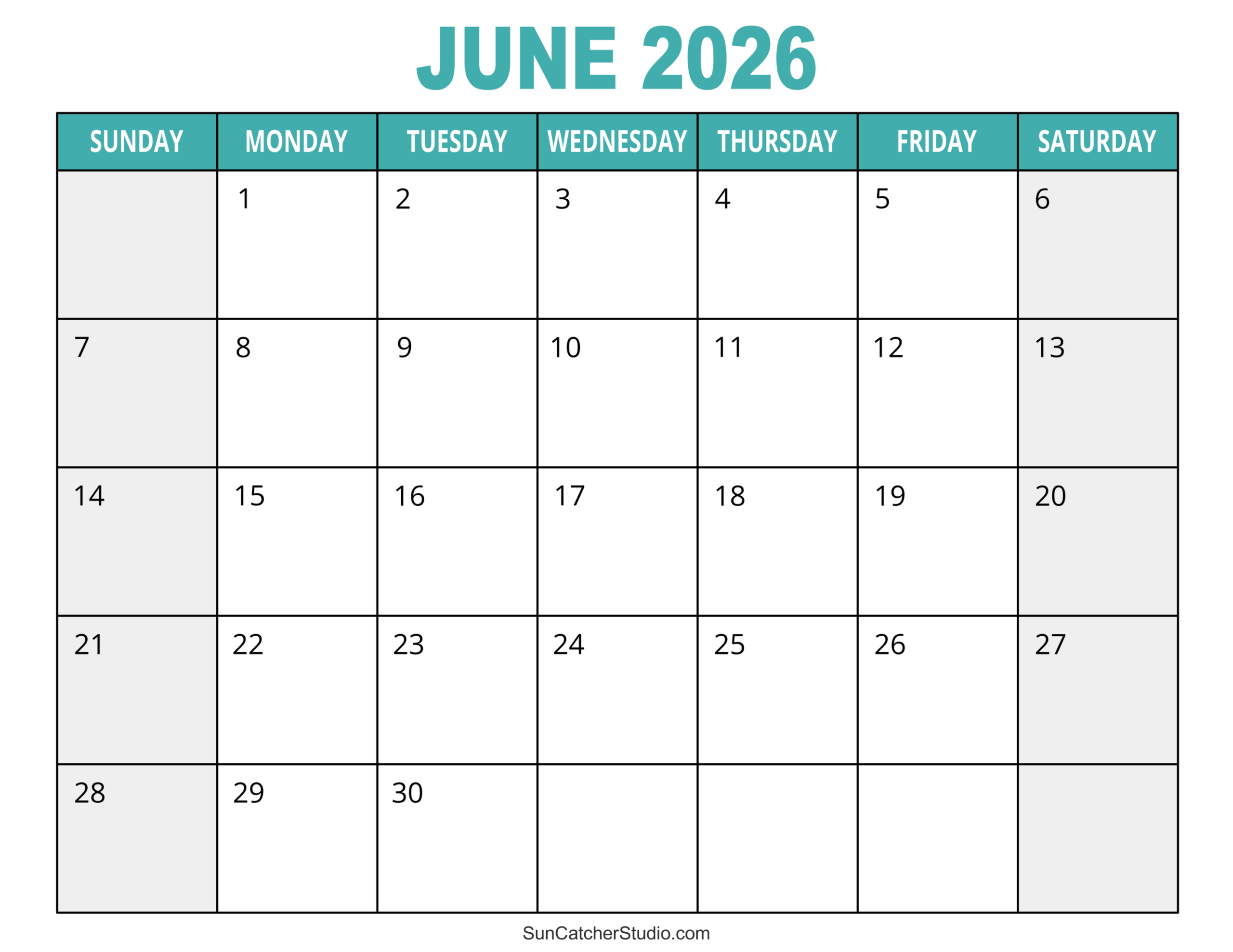 Blank June And July 2026 Calendar Printable
